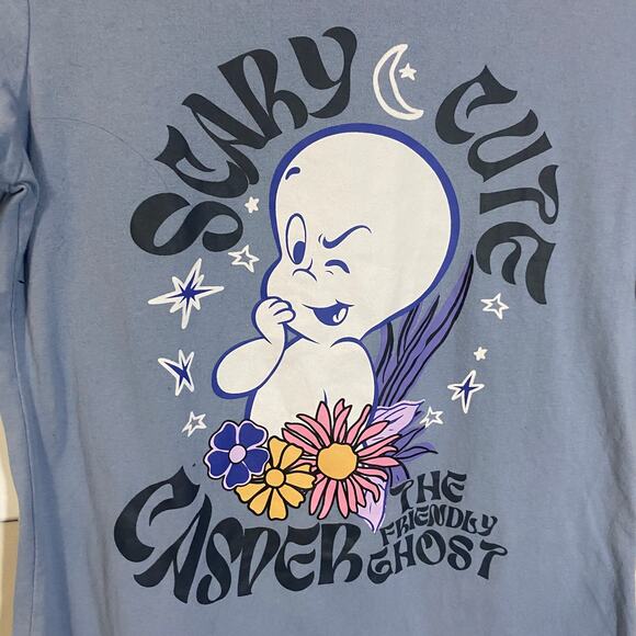 Casper The Friendly Ghost Light Blue Graphic T-Shirt Cotton Polyester Sz XL - Picture 2 of 5